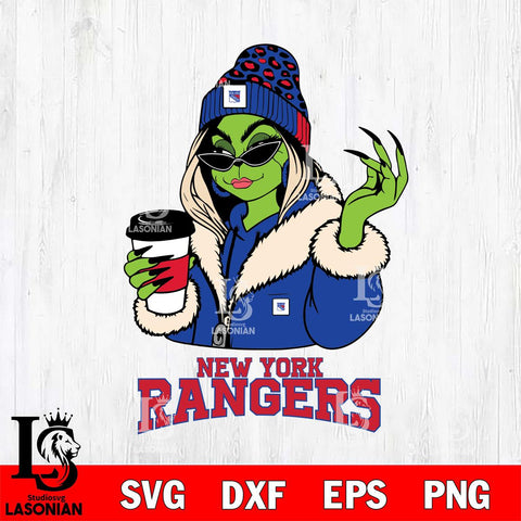 New York Rangers Boujee Grinch Girls Christmas Cut Files, Cricut,Christmas Svg Dxf Eps Png file , Digital Download