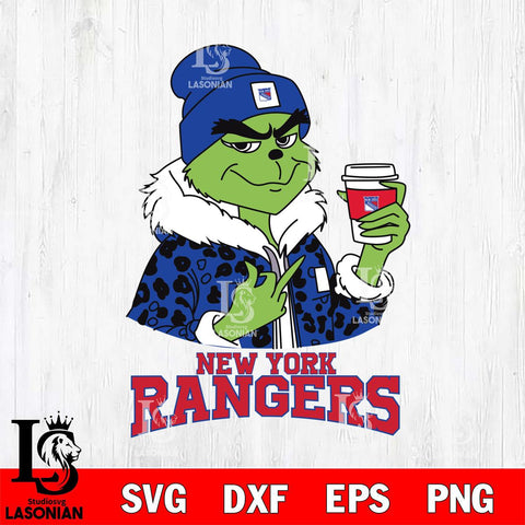 New York Rangers Boujee Grinch Leopard Christmas Cut Files, Cricut,Christmas Svg Dxf Eps Png file , Digital Download