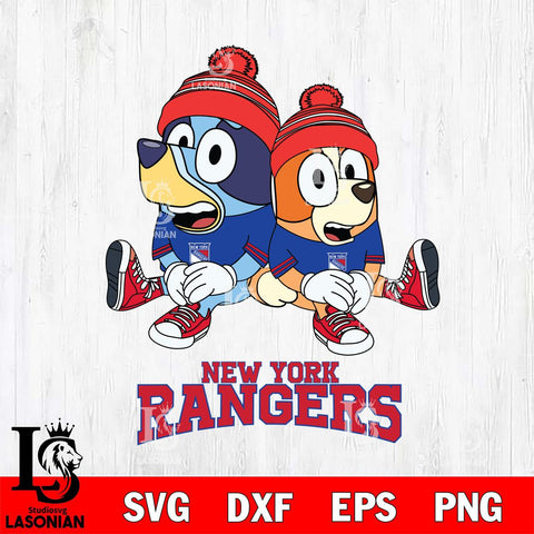 New York Rangers Christmas Bluey & Bingo Sit Svg, Christmas Svg , NHL svg , Digital Download, dxf eps png pdf file