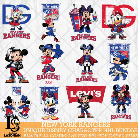 New York Rangers Disney character NHL Bundle 12 Svg Eps Dxf Png File, Digital Download, Instant Download