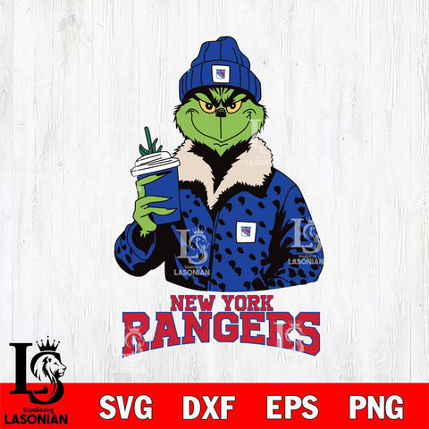 New York Rangers Grinch Christmas Cut Files, Cricut,Christmas Svg Dxf Eps Png file , Digital Download