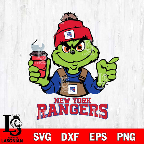 New York Rangers Grinch with coffee Svg Eps Dxf Png File, Digital Download, Instant Download
