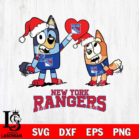 New York Rangers Love Bluey Christmas Svg Eps Dxf Png File, Digital Download
