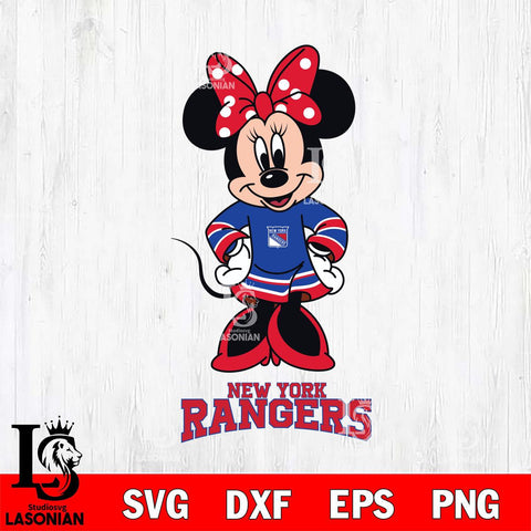 New York Rangers Minnie Mouse NHL Hockey SVG DXF EPS PNG FILE,NHL File Cut,Disney Digital Download,Instant Download, Silhouette