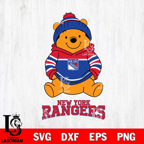 New York Rangers Winnie The Pooh Hockey SVG DXF EPS PNG FILE,NHL File Cut,Disney Digital Download,Instant Download, Silhouette