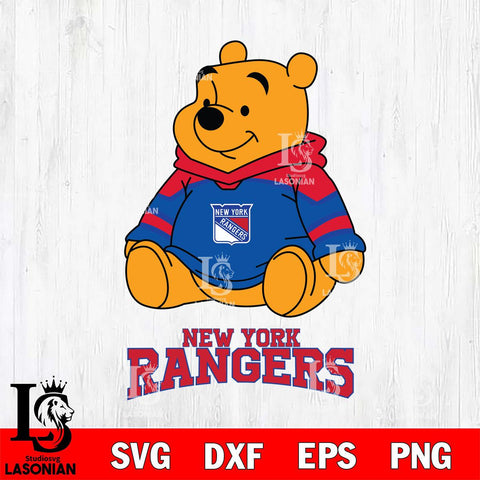 New York Rangers Winnie The Pooh NHL Hockey SVG DXF EPS PNG FILE,NHL File Cut,Disney Digital Download,Instant Download, Silhouette