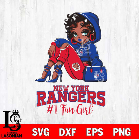 New York Rangers #1 beauty Black Fan Girl, Svg Eps Dxf Png File, Digital Download
