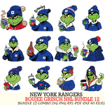 New York Rangers  Boujee Grinch NHL Bundle 12 SVG Eps Dxf Png File, Digital Download, Instant Download