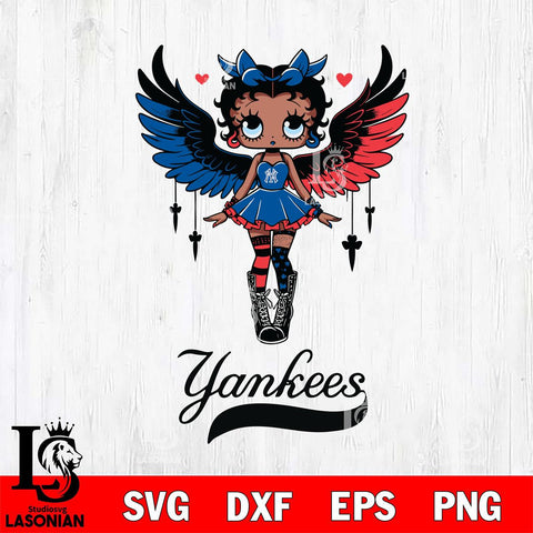 New York Yankees Anglel Black Fan Girl Betty Boop