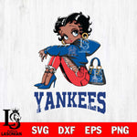 New York Yankees Betty Boop Black Fan Girl Svg Eps Dxf Png File, Digital Download, Instant Download