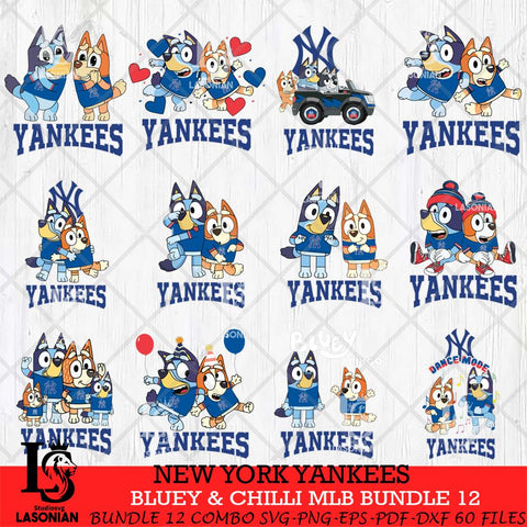 New York Yankees Bluey & Bingo MLB Bundle 12 SVG Eps Dxf Png File, Bundle MLB svg, Digital Download, Instant Download