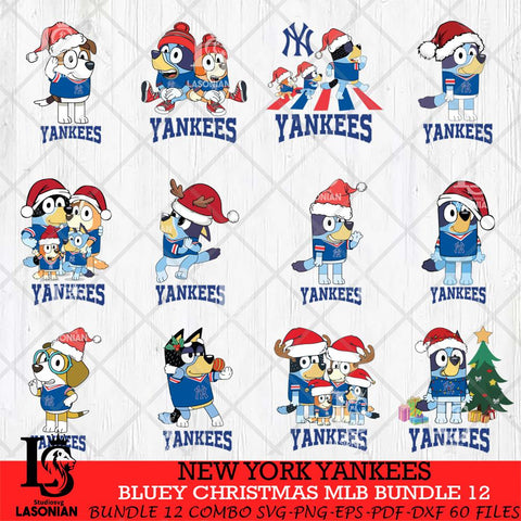 New York Yankees Bluey Christmas MLB Bundle 12 file Cricut , Bluey Cricut , Christmas Svg , Bluey svg , Digital Download, dxf eps png pdf file
