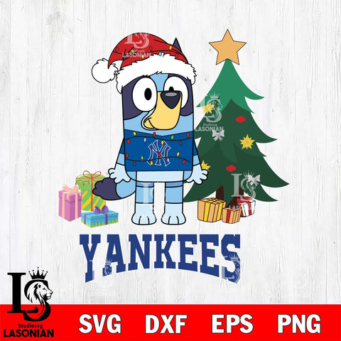 New York Yankees Christmas Bluey Tree Sport Cricut , Christmas Svg , Bluey svg , Digital Download, dxf eps png pdf file