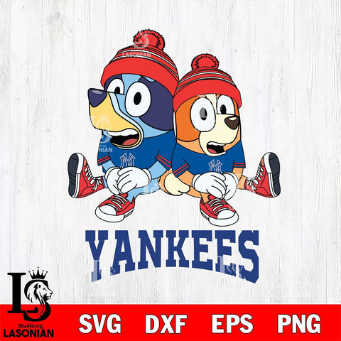 New York Yankees Christmas Bluey & Bingo Sit Cricut , Christmas Svg , Bluey svg , Digital Download, dxf eps png pdf file