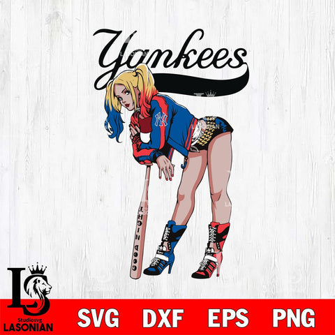 New York Yankees Fan Girl Harley Quinn MLB Svg Eps Dxf Png File, Digital Download, Instant Download
