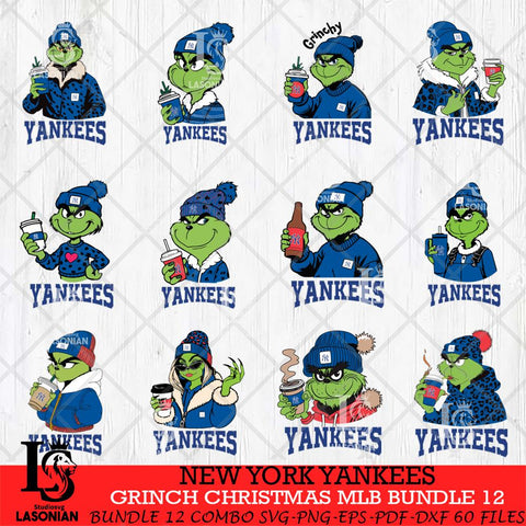 New York Yankees Grinch Christmas MLB Bundle 12 Cut Files Cricut, Svg Dxf Eps Png file , Silhouette