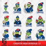 New York Yankees Grinch MLB Bundle 12 SVG Eps Dxf Png File, Digital Download, Instant Download