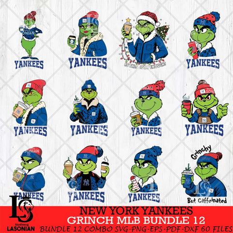 New York Yankees Grinch MLB Bundle 12 SVG Eps Dxf Png File, Digital Download, Instant Download