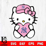 New York Yankees Hello Kitty Pink Baseball 4 Svg Eps Dxf Png File, MLB svg, Digital Download, Instant Download