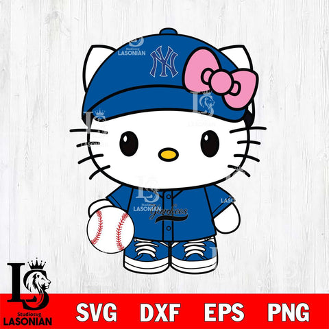 New York Yankees Hello Kitty hold the baseball Svg Eps Dxf Png File,MLB File Cut,Digital Download,Instant Download,Svg Files