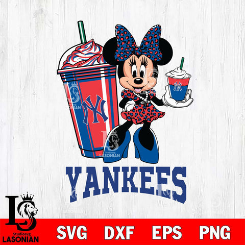 New York Yankees Minnie Mouse Fan And Coffee Svg Eps Dxf Png File, Digital Download, Instant Download