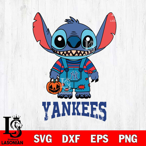 New York Yankees Stitch Horror Halloween Svg Eps Dxf Png File, MLB svg, Digital Download, Instant Download