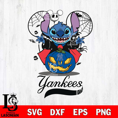 New York Yankees Stitch Horror Halloween Svg Eps Dxf Png File, Digital Download, Instant Download