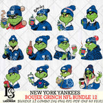 New York Yankees  Boujee Grinch MLB Bundle 12 SVG Eps Dxf Png File, Digital Download, Instant Download