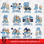 North Carolina Tar Heels Bluey & Bingo Bundle 12 SVG Svg Eps Dxf Png File, Bundle NCAA svg, Digital Download, Instant Download