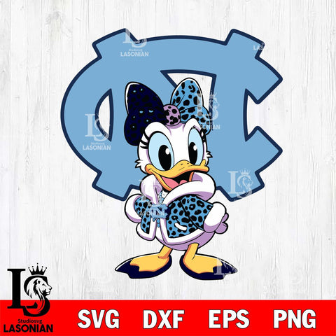 North Carolina Tar Heels Fancy Daisy Duck Disney Svg Eps Dxf Png File, Digital Download, Instant Download
