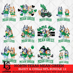 North Texas Mean Green Bluey & Bingo Bundle 12 SVG Svg Eps Dxf Png File, Bundle NCAA svg, Digital Download, Instant Download