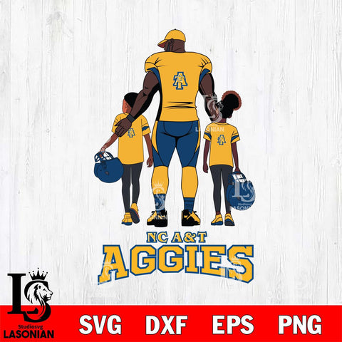 North Carolina A&T 3 Father and son Rugby SVG DXF EPS PNG FILE,NCAA SVG, Father day Digital Download,Instant Download, Silhouette