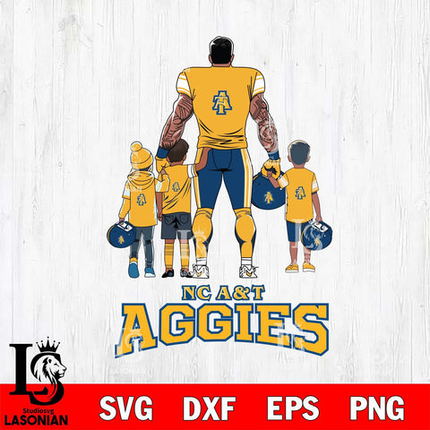 North Carolina A&T 4 Father and son Rugby SVG DXF EPS PNG FILE,NCAA SVG, Father day Digital Download,Instant Download, Silhouette