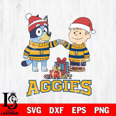 North Carolina A&T Bluey With Charlie Brown Christmas File Cut, NCAA SVG DXF EPS PNG FILE, Digital Download,Instant Download, Silhouette