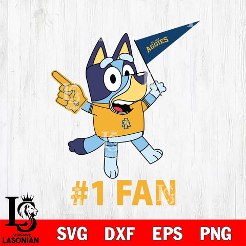 North Carolina A&T Bluey #1 Fan Svg Eps Dxf Png File,NCAA Svg Files,Bluey svg ,Digital Download ,Instant Download, Cricut File