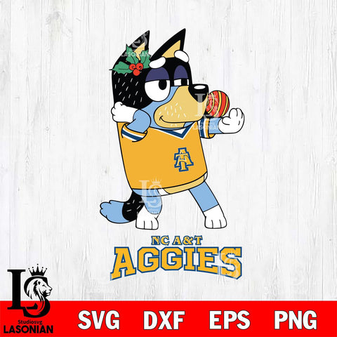 North Carolina A&T Christmas Bluey Bandit Heeler Cut Files,Bluey Cricut,Christmas Svg , Bluey svg , Digital Download, dxf eps png pdf file