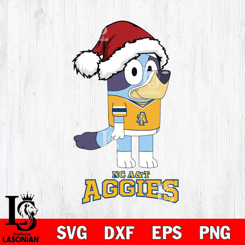 North Carolina A&T Christmas Bluey Hat Cut Files,Bluey Cricut,Christmas Svg , Bluey svg , Digital Download, dxf eps png pdf file