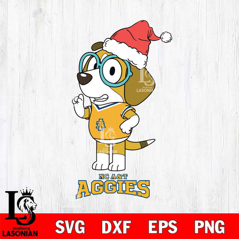 North Carolina A&T Christmas Bluey Honey Sport Cut Files,Bluey Cricut,Christmas Svg , Bluey svg , Digital Download, dxf eps png pdf file