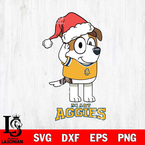 North Carolina A&T Christmas Bluey Jack Sport Cut Files,Bluey Cricut,Christmas Svg , Bluey svg , Digital Download, dxf eps png pdf file