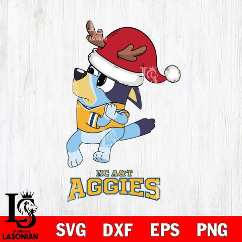 North Carolina A&T Christmas Bluey Santa Claus Cut Files,Bluey Cricut,Christmas Svg , Bluey svg , Digital Download, dxf eps png pdf file