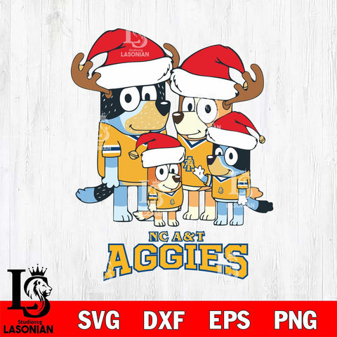 North Carolina A&T Christmas Bluey Santa Family Cut Files,Bluey Cricut,Christmas Svg , Bluey svg , Digital Download, dxf eps png pdf file