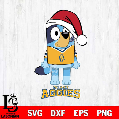 North Carolina A&T Christmas Bluey Sport Cut Files,Bluey Cricut,Christmas Svg , Bluey svg , Digital Download, dxf eps png pdf file