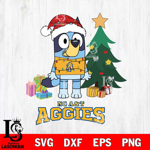North Carolina A&T Christmas Bluey Tree Sport Cut Files,Bluey Cricut,Christmas Svg , Bluey svg , Digital Download, dxf eps png pdf file