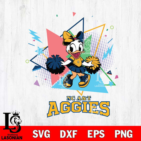 North Carolina A&T Cute Daisy Duck Cheerleader SVG DXF EPS PNG FILE, NCAA File Cut,Digital Download,Instant Download