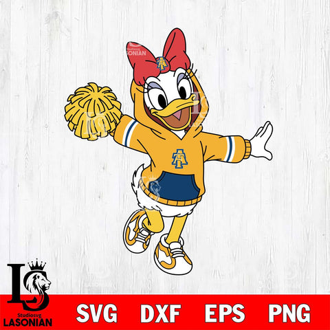 North Carolina A&T Daisy Duck Cheerleader Christmas File Cut, NCAA SVG DXF EPS PNG FILE, Digital Download , Criucut , Silhouette