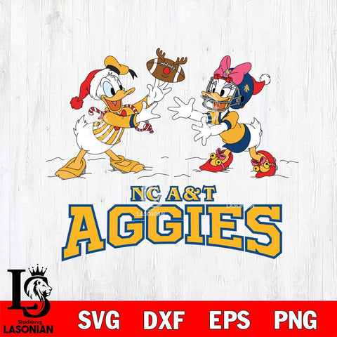 North Carolina A&T Donald Duck & Daisy Duck Football Cricut,Christmas SVG DXF EPS PNG FILE, NCAA Digital Download,Instant Download, Silhouette