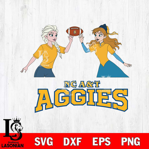 North Carolina A&T Elsa & Anna Football Cricut,Christmas SVG DXF EPS PNG FILE, NCAA Digital Download,Instant Download, Silhouette