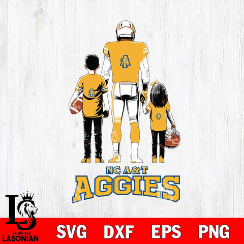 North Carolina A&T Father And Child Football SVG DXF EPS PNG FILE,NCAA SVG, Father day Digital Download,Instant Download, Silhouette