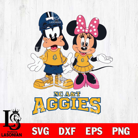 North Carolina A&T Goofy and Minnie mouse Football SVG DXF EPS PNG FILE,NCAA svg ,Football Digital Download,Instant Download, Silhouette