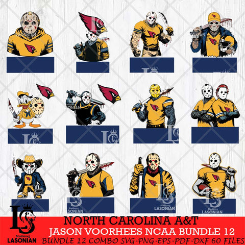 North Carolina A&T Jason Voorhees NCAA Bundle 12 SVG Svg Eps Dxf Png File, Digital Download